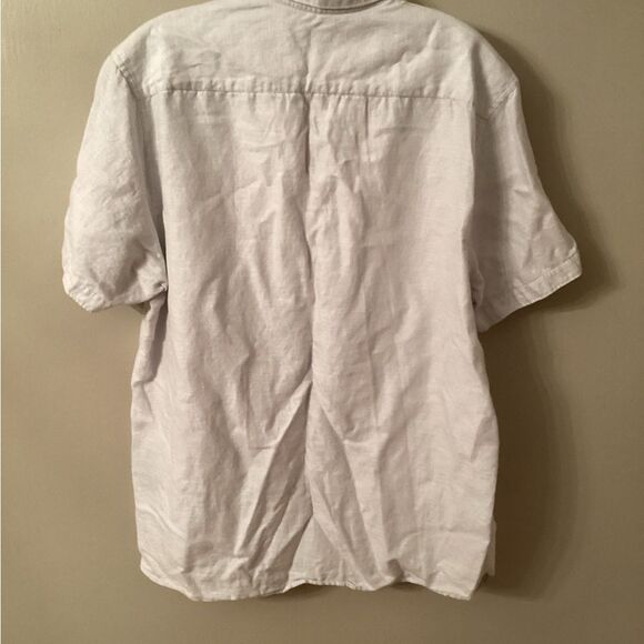 TED BAKER MENS 5. US XL GRAPHIT BUTTON FRONT COTTON LINEN SHORT SLEEVE SHIRT - Picture 4 of 11